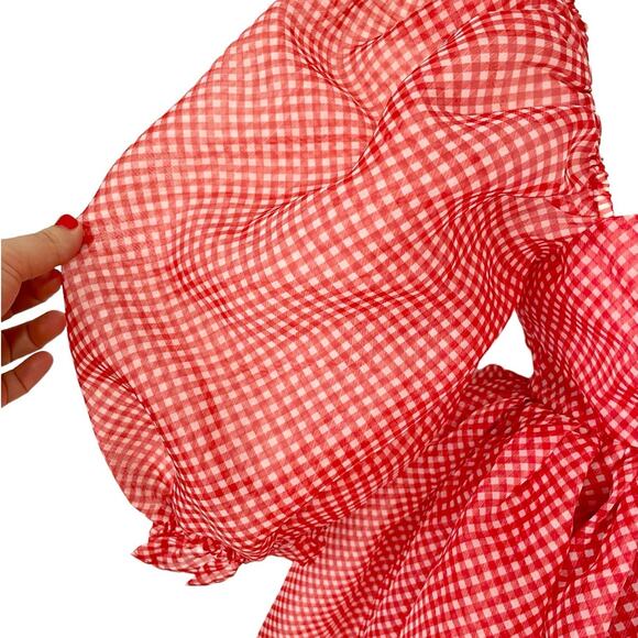 Selkie The Baby Gingham Puff Dress Sleeve Check Red Mini‎ Princess Size L - Picture 5 of 10